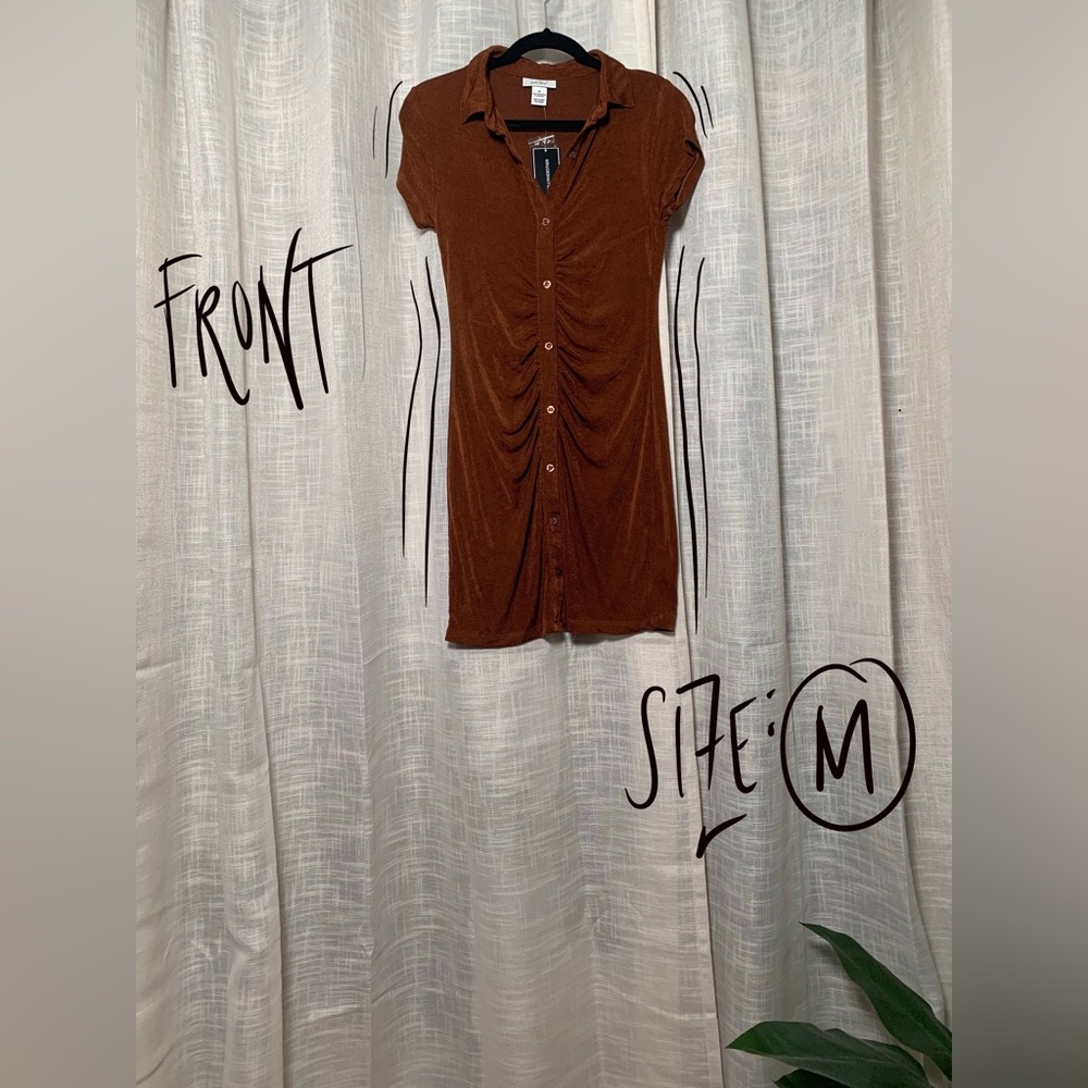 Rouched Button Up Dress